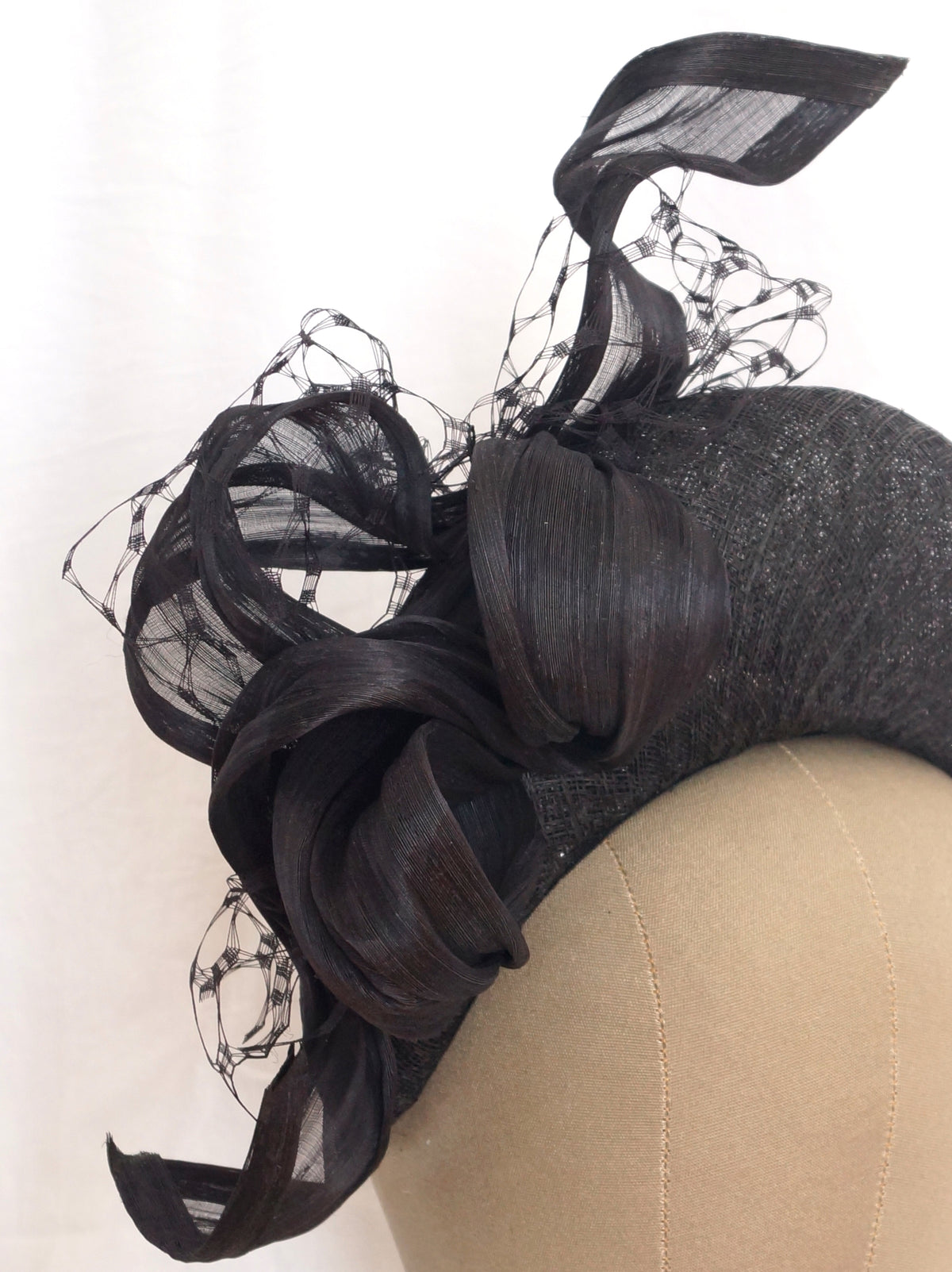 Black Crescent Moon Sinamay Fascinator