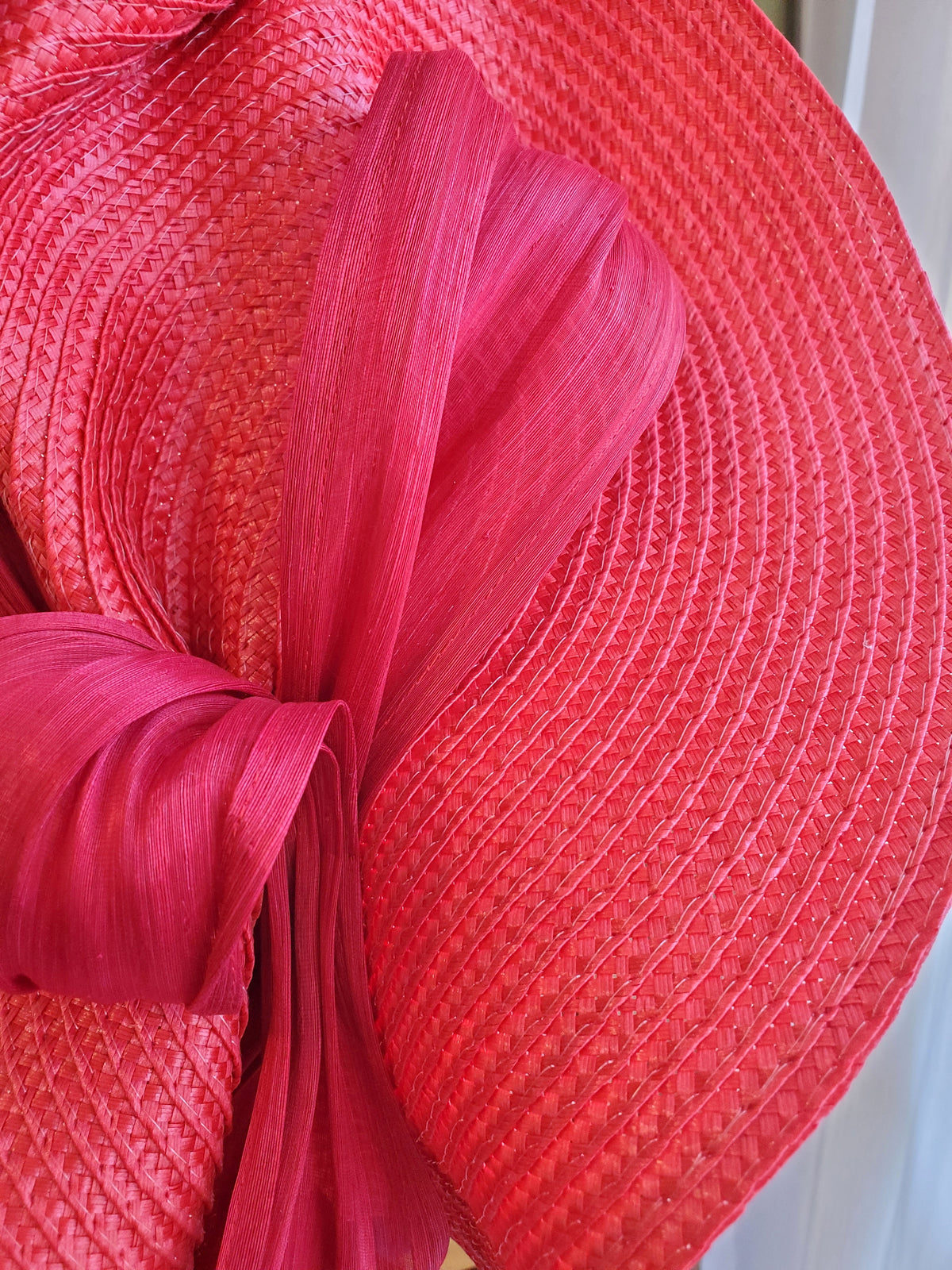 Red Fascinator Hat with Red Ribbon