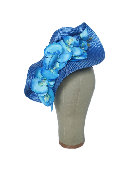 Royal Blue Orchid Fascinator | Modern Race Day Headband