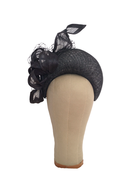 Black Crescent Moon Sinamay Fascinator