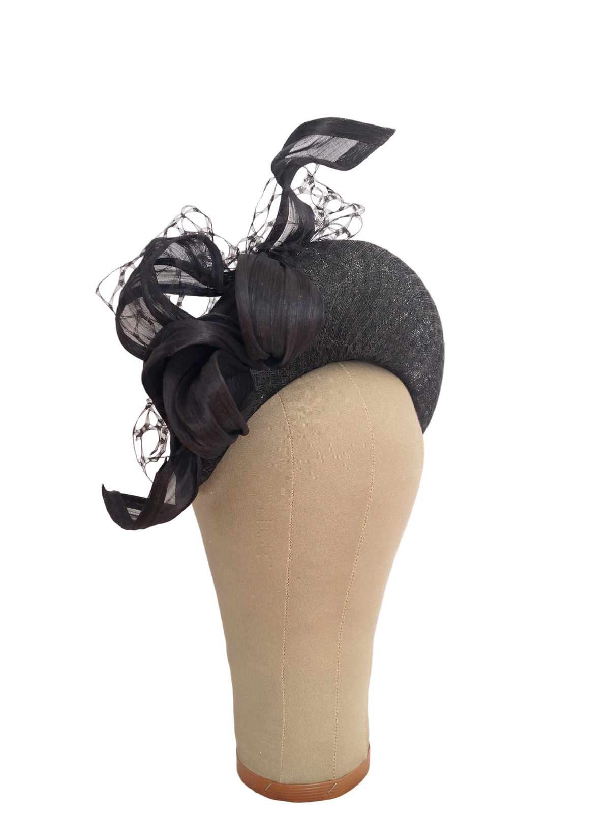 Black Crescent Moon Sinamay Fascinator