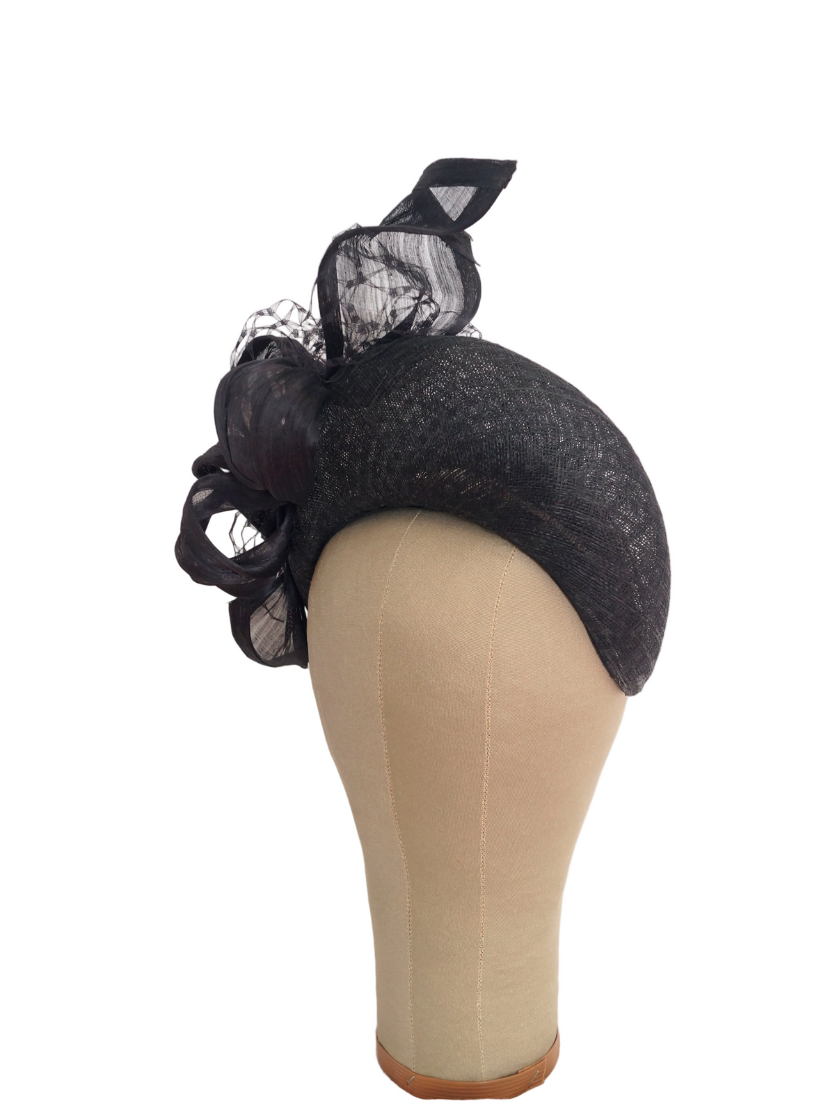 Black Crescent Moon Sinamay Fascinator