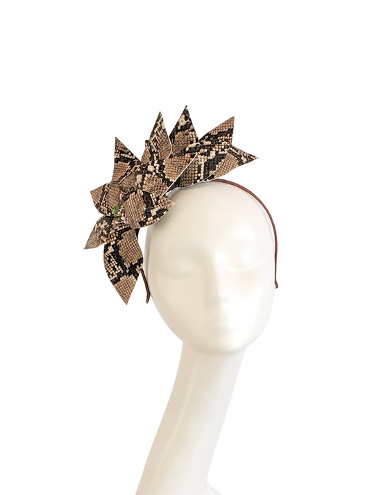 Brown Flower Fascinator Animal Print