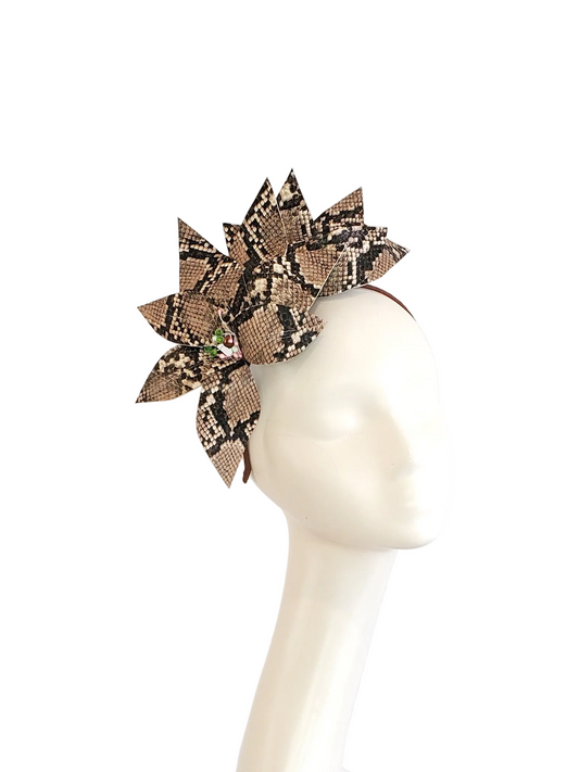 Brown Flower Fascinator Animal Print