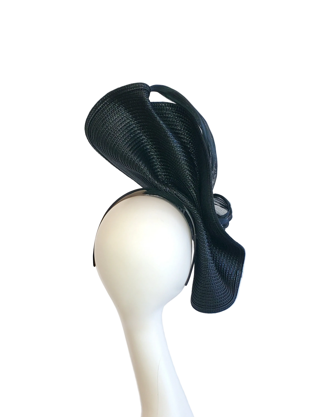 Black Fascinator Hat with Black Ribbon Decoration