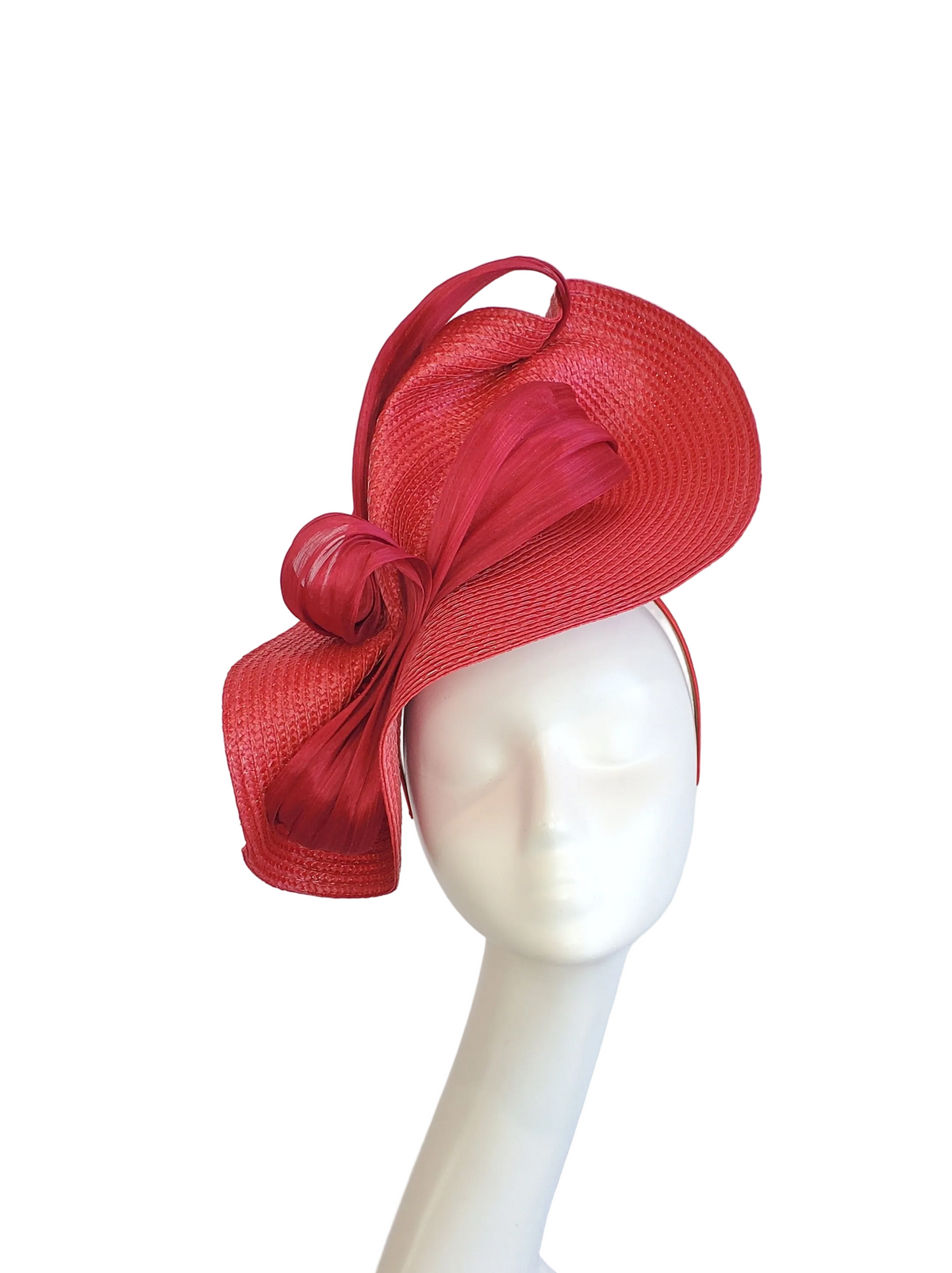 Red Fascinator Hat with Red Ribbon