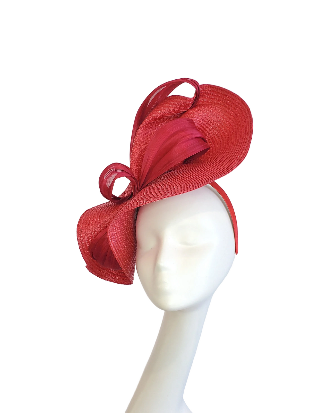 Red Fascinator Hat with Red Ribbon