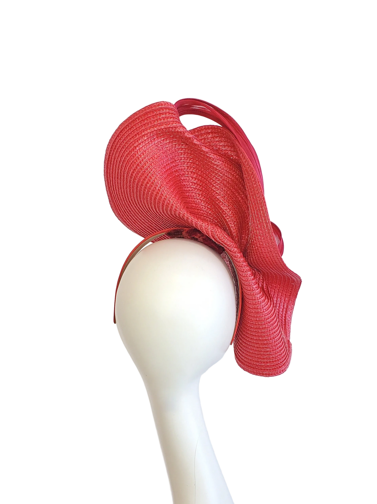 Red Fascinator Hat with Red Ribbon