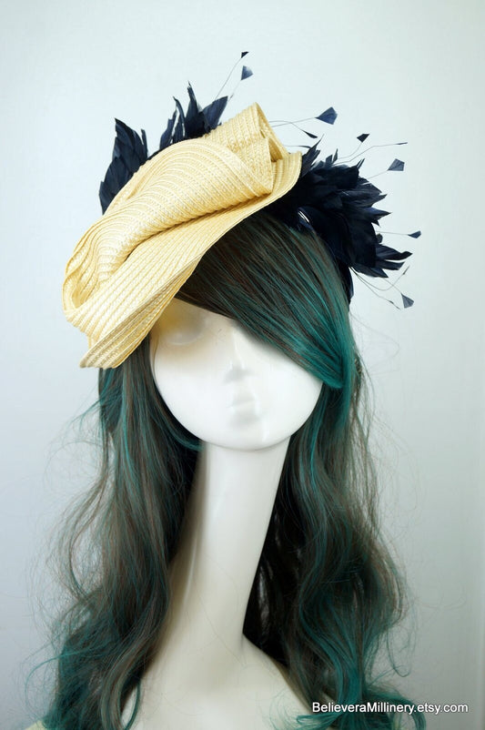 Beige Navy Hat - BM990