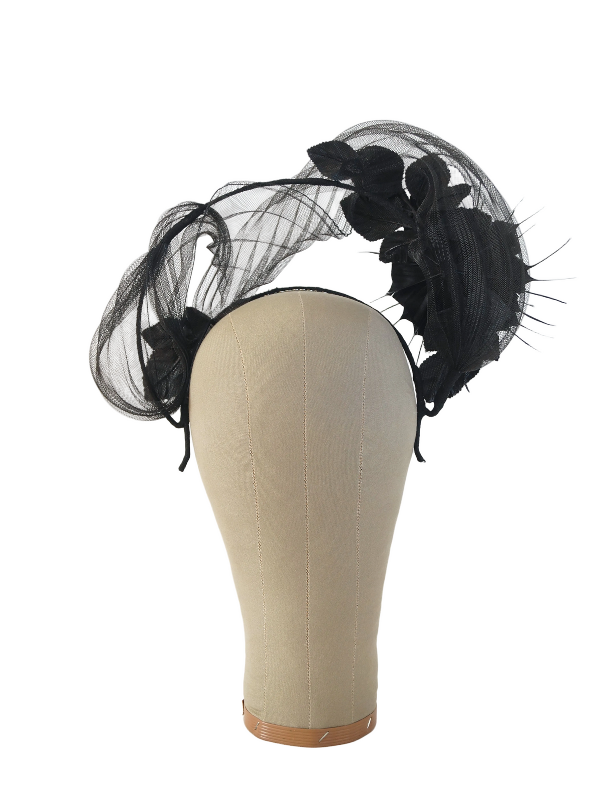 Black Feather Flower & Crinoline Crown
