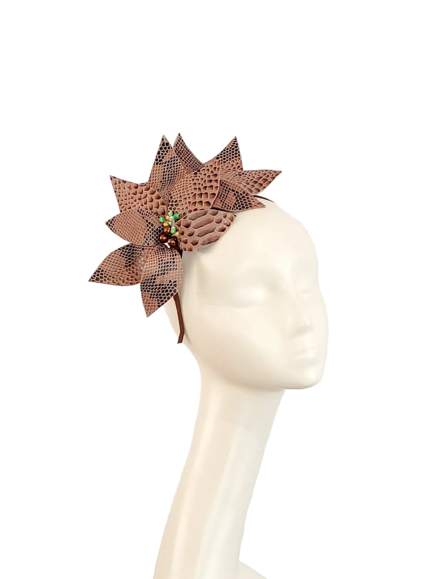 Brown Fabric Flower Fascinator | Melbourne Cup Headband
