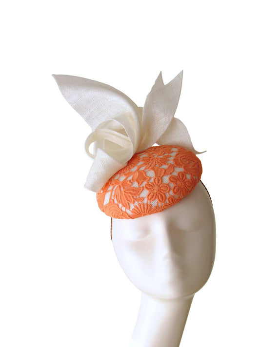 Cream & Orange Lace Fascinator | Race Day & Wedding Millinery