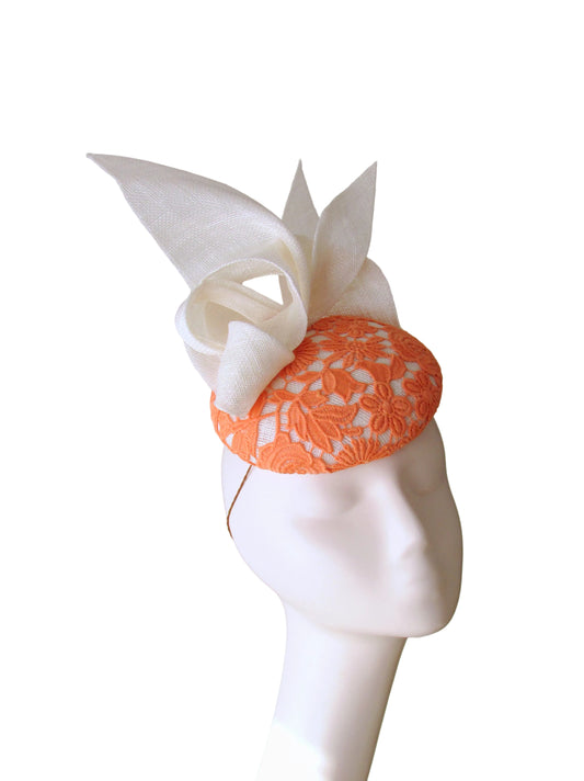 Cream & Orange Lace Fascinator | Race Day & Wedding Millinery