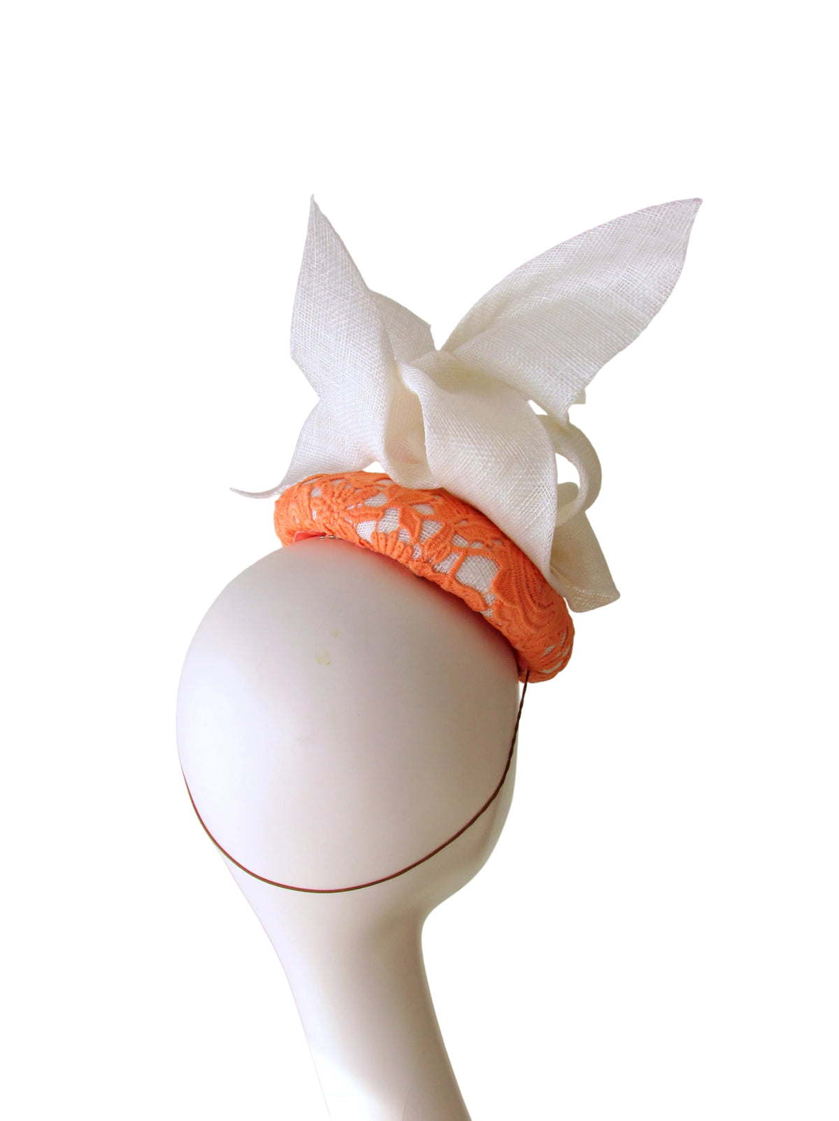 Cream & Orange Lace Fascinator | Race Day & Wedding Millinery