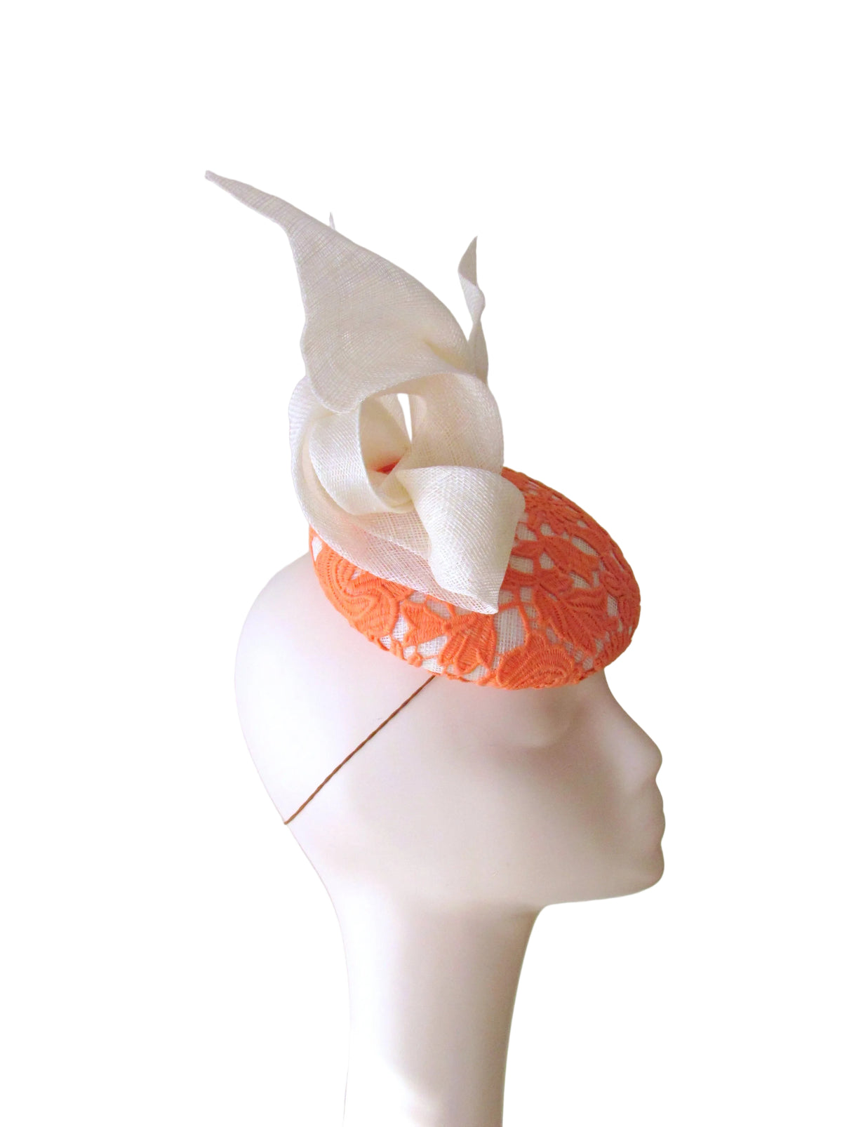 Cream & Orange Lace Fascinator | Race Day & Wedding Millinery