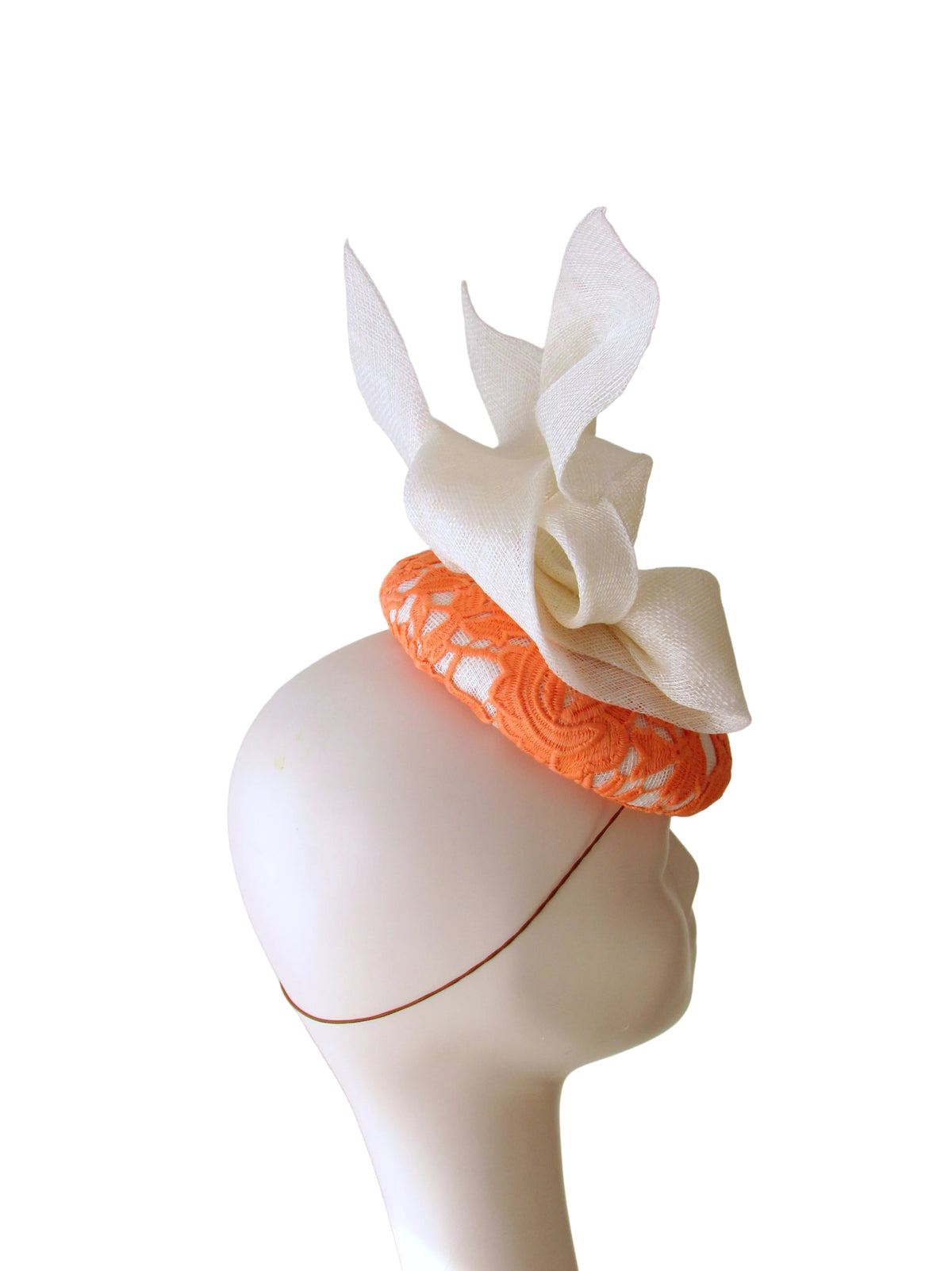 Cream & Orange Lace Fascinator | Race Day & Wedding Millinery