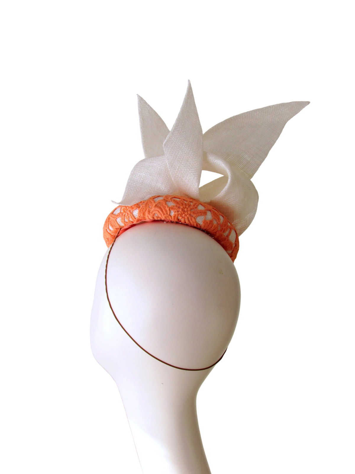 Cream & Orange Lace Fascinator | Race Day & Wedding Millinery