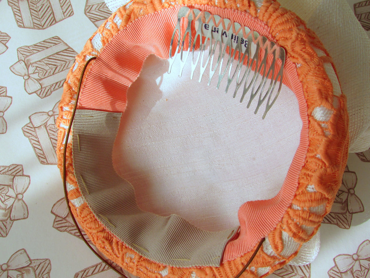 Cream & Orange Lace Fascinator | Race Day & Wedding Millinery