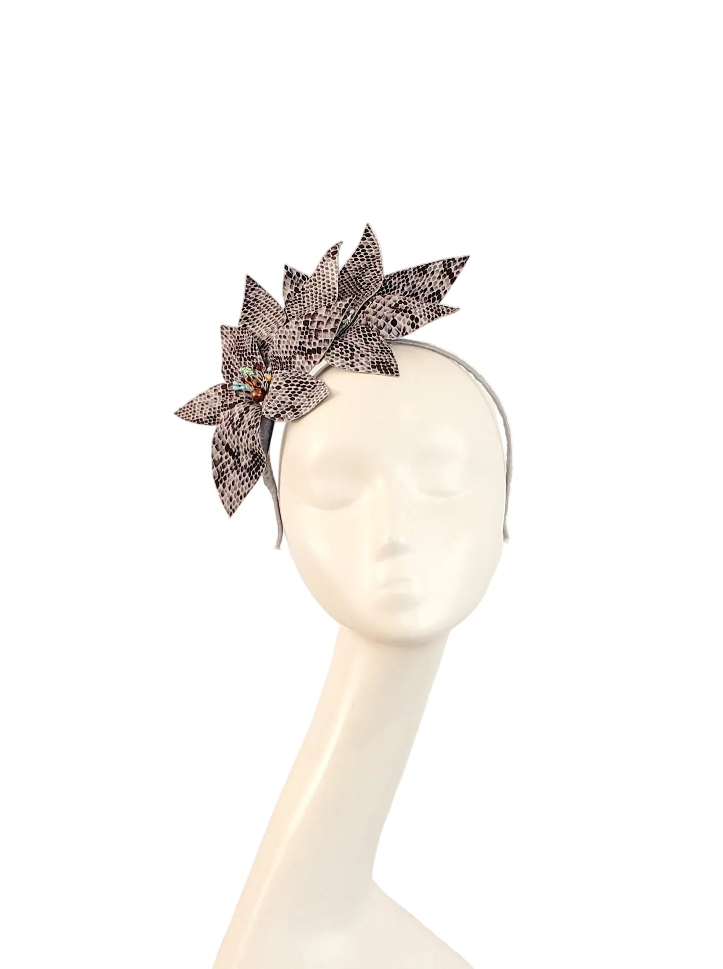 Grey Fabric Flower Fascinator | Cocktail Party Headband