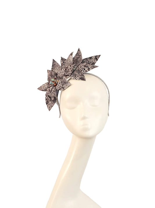 Grey Fabric Flower Fascinator | Cocktail Party Headband