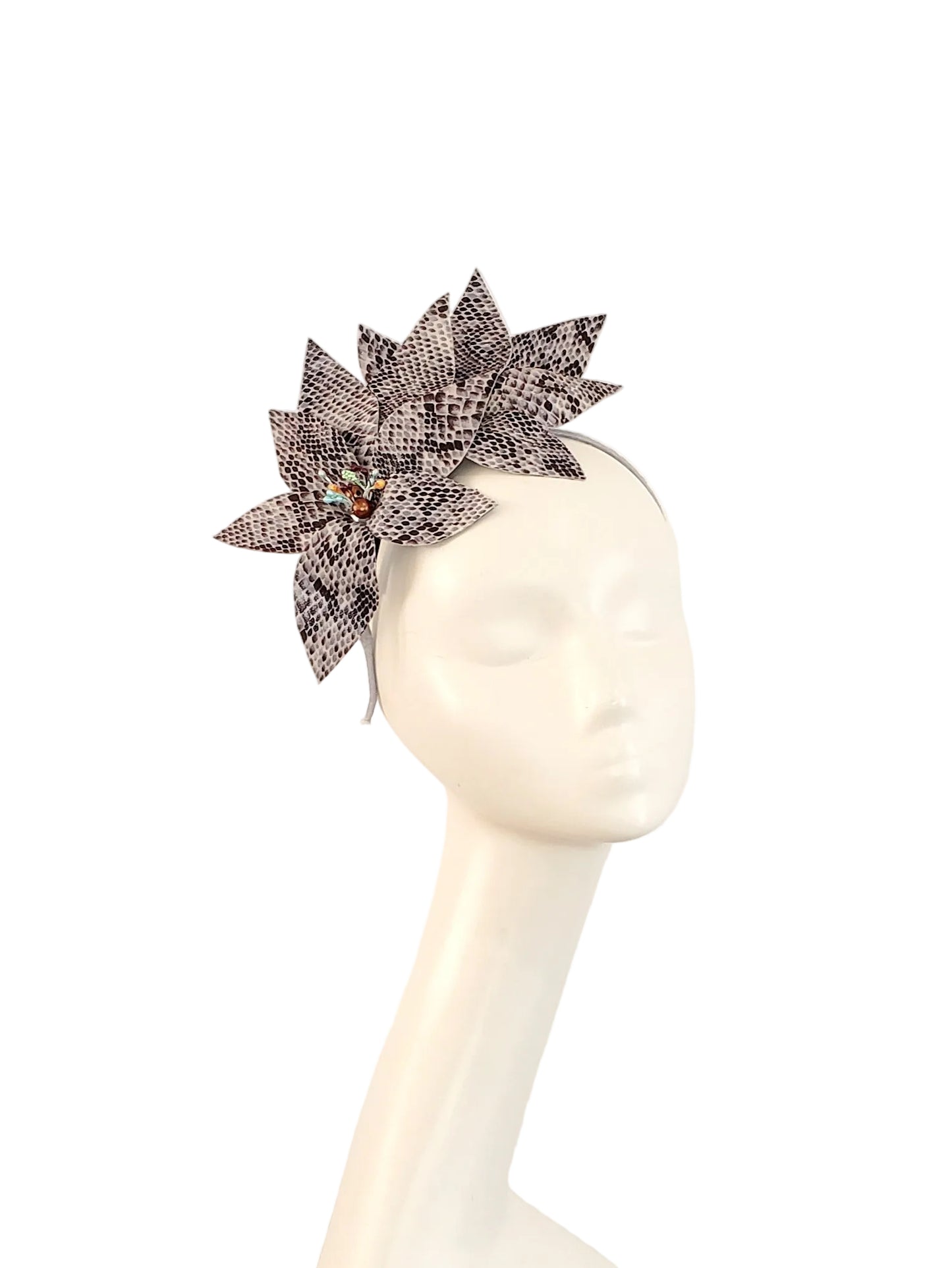 Grey Fabric Flower Fascinator | Cocktail Party Headband