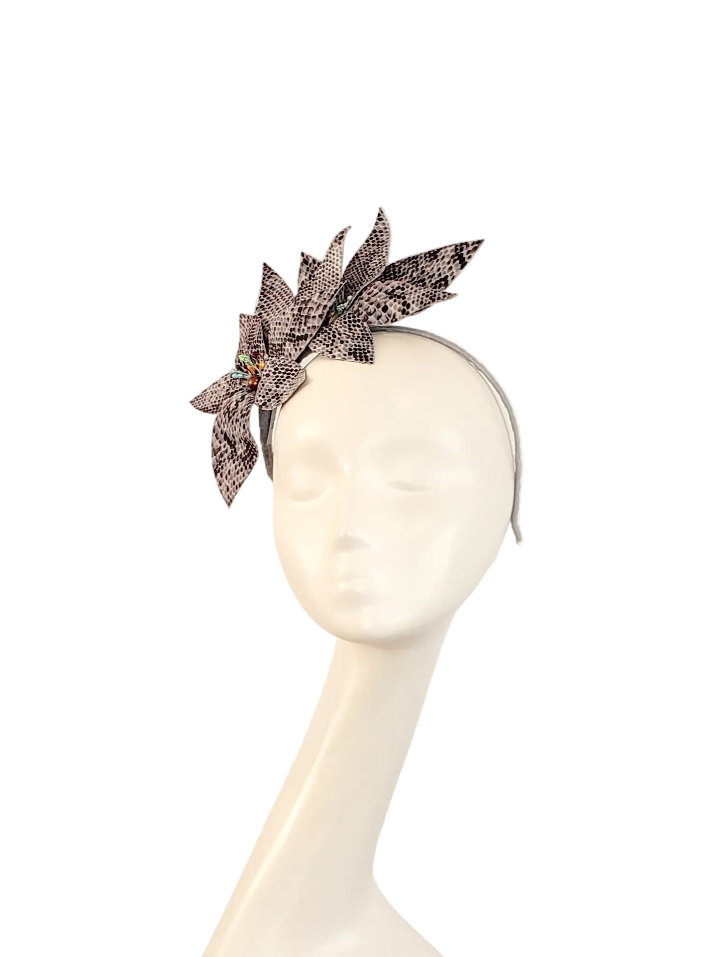 Grey Fabric Flower Fascinator | Cocktail Party Headband