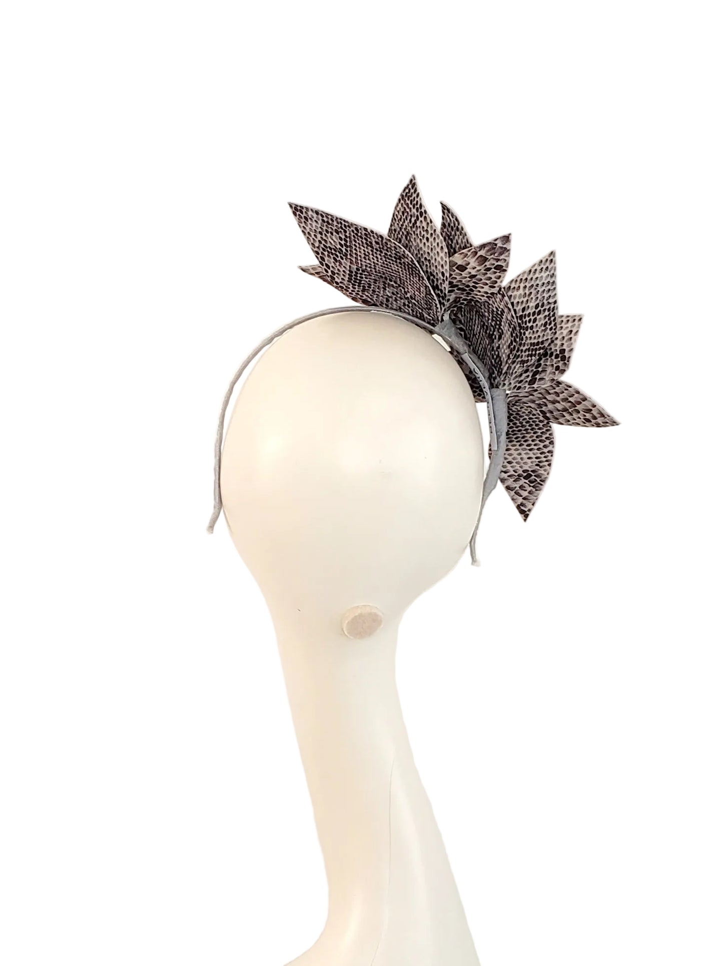 Grey Fabric Flower Fascinator | Cocktail Party Headband
