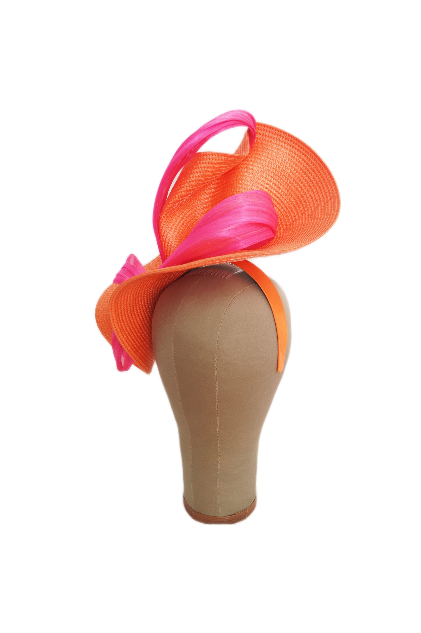 Orange & Pink Silk Abaca Fascinator | Race Day Headband