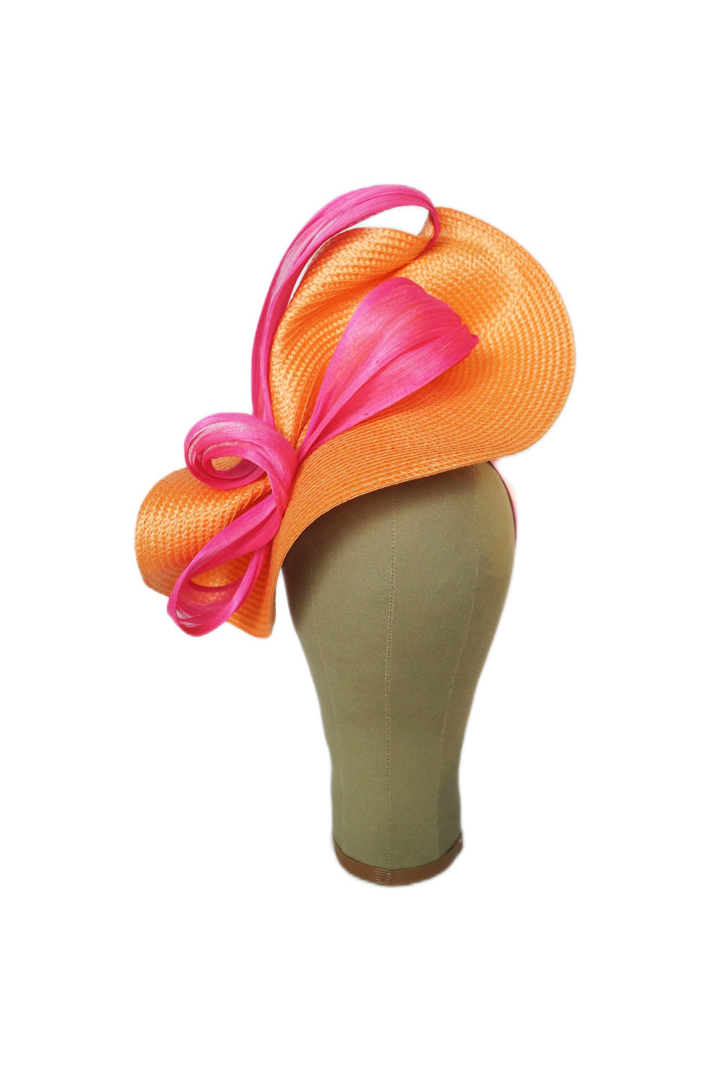 Orange & Pink Silk Abaca Fascinator | Race Day Headband