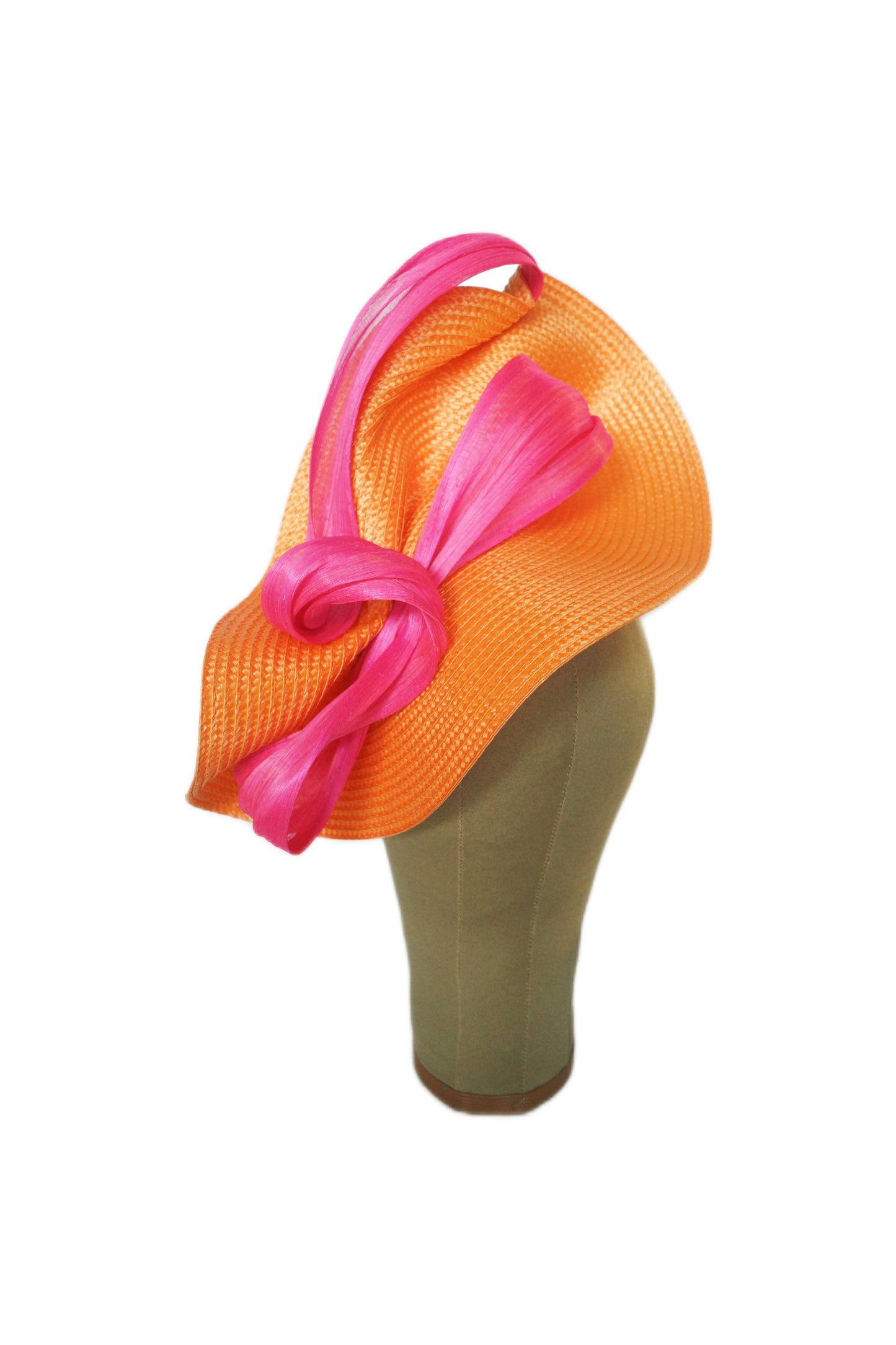 Orange & Pink Silk Abaca Fascinator | Race Day Headband