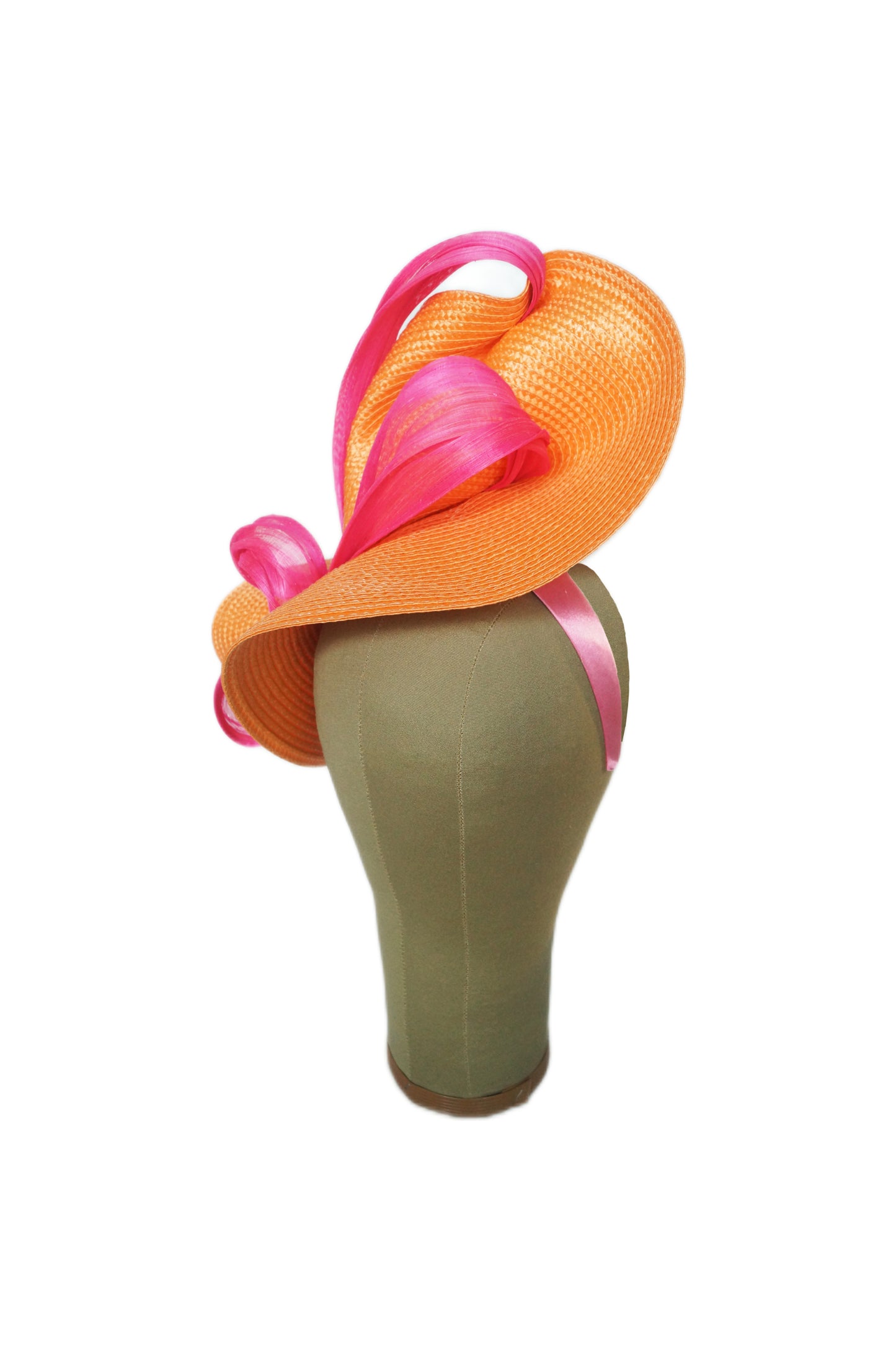 Orange & Pink Silk Abaca Fascinator | Race Day Headband