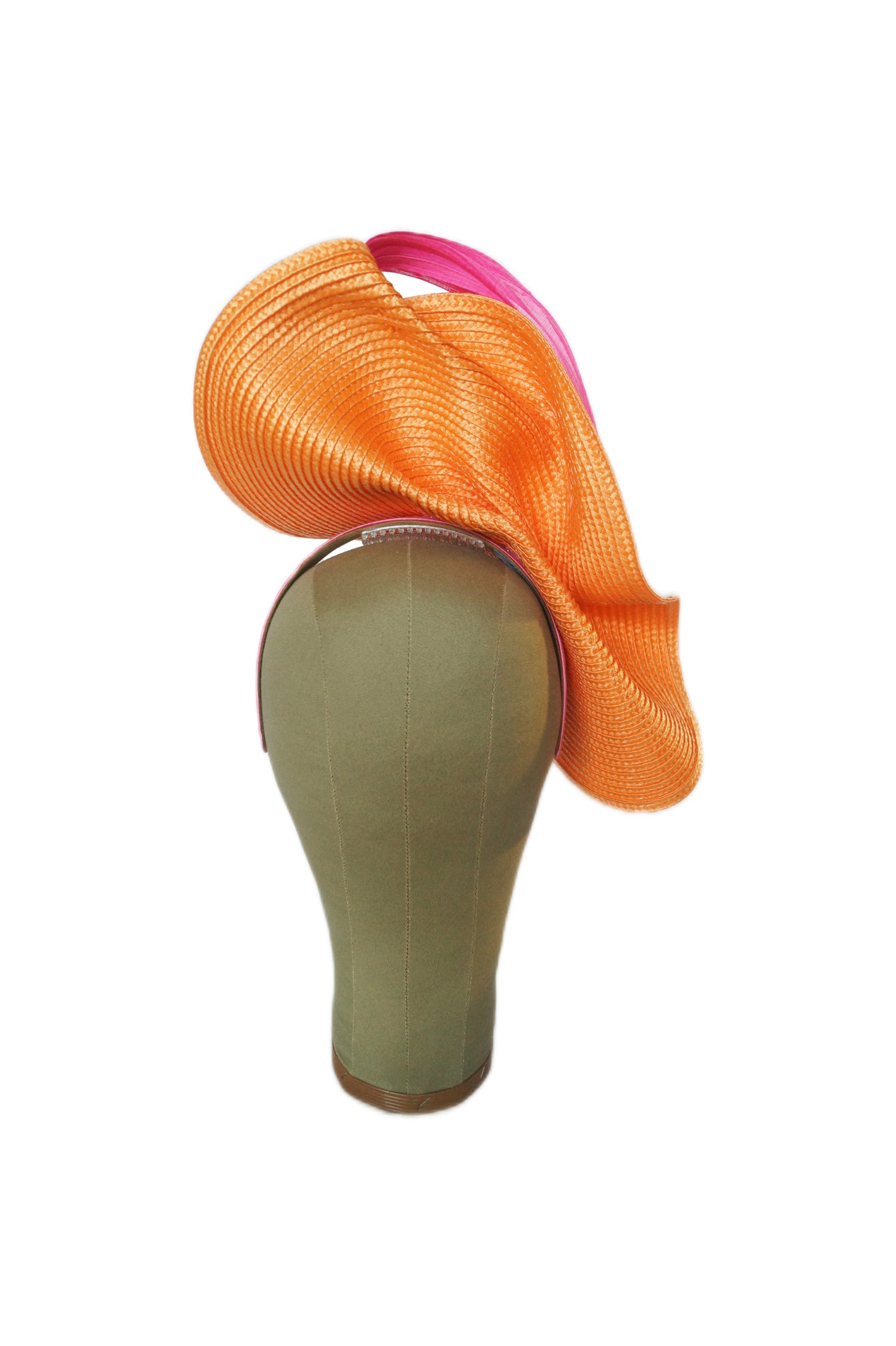 Orange & Pink Silk Abaca Fascinator | Race Day Headband
