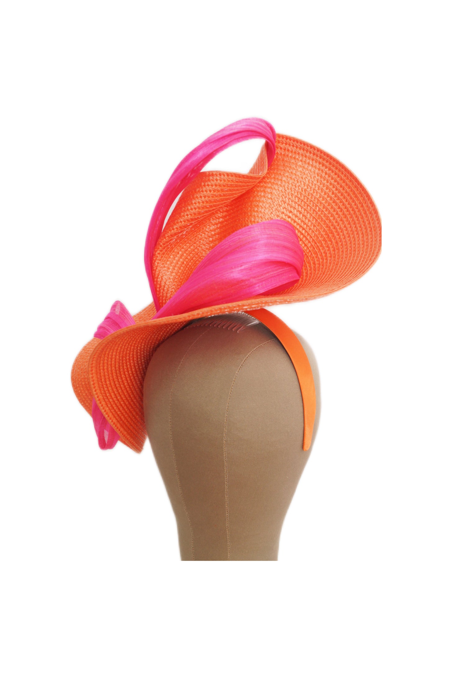 Orange & Pink Silk Abaca Fascinator | Race Day Headband