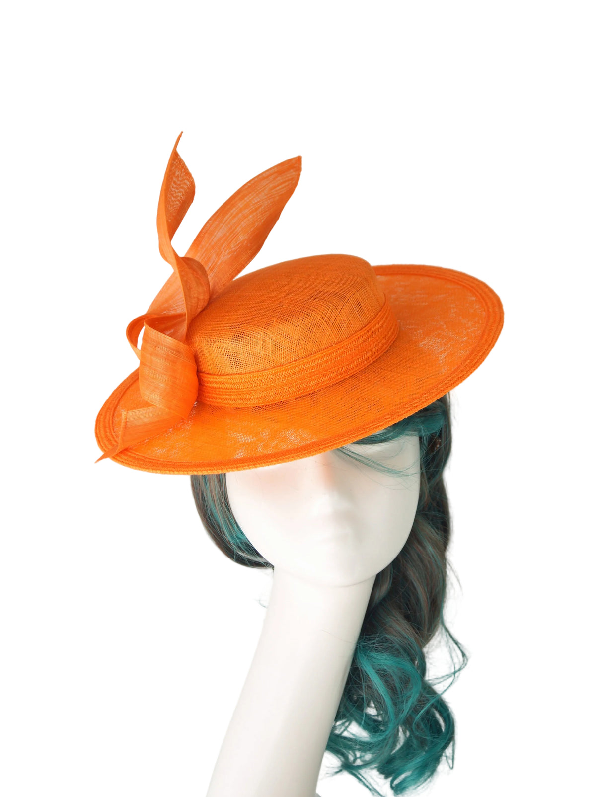 Orange Sinamay Boater Hat | Race Day & Wedding Millinery