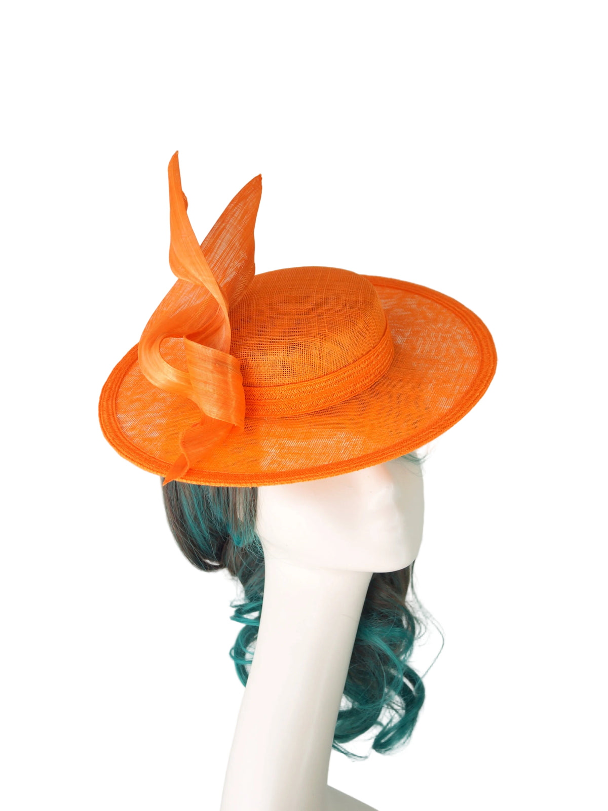 Orange Sinamay Boater Hat | Race Day & Wedding Millinery