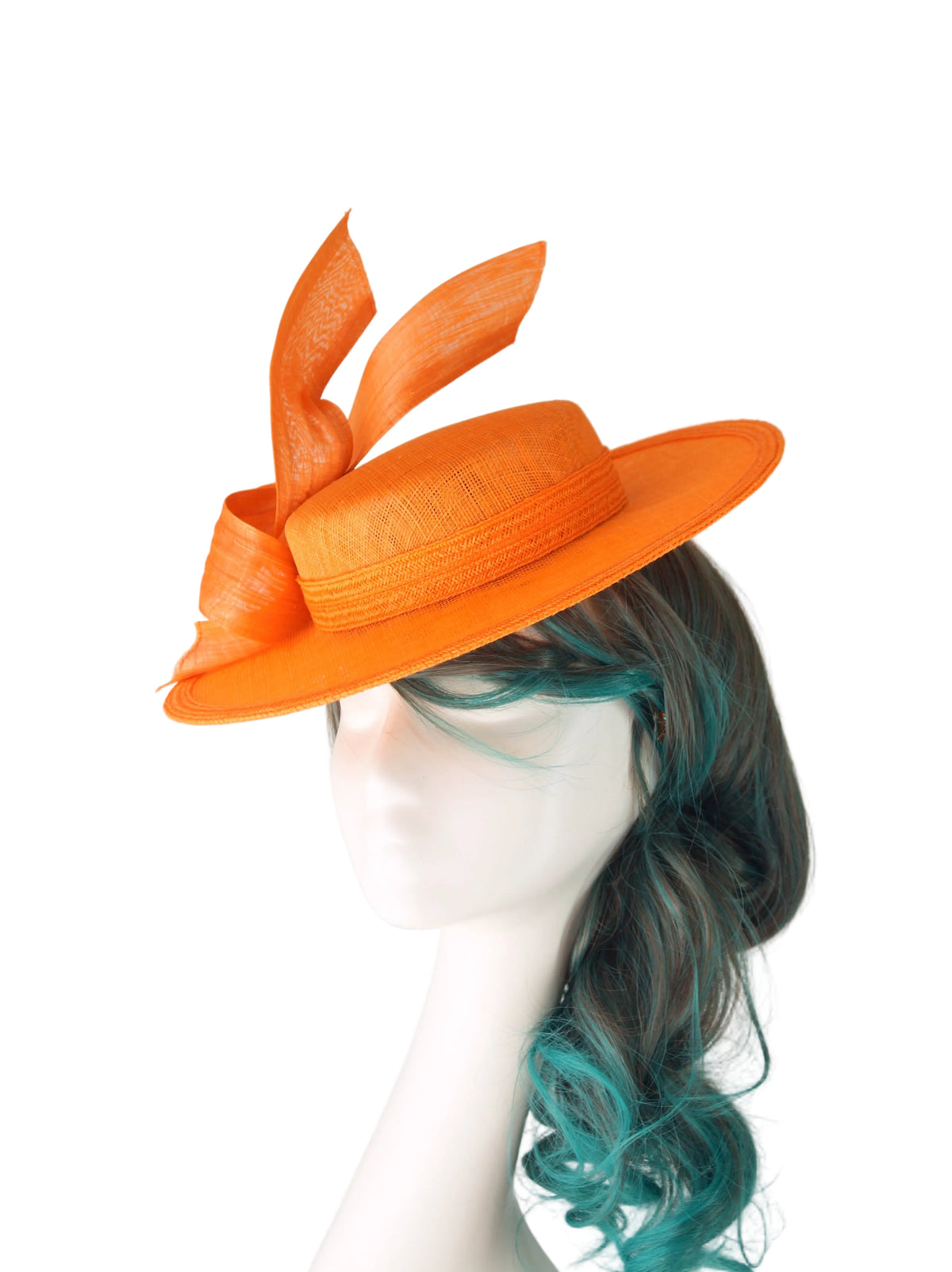 Orange Sinamay Boater Hat | Race Day & Wedding Millinery