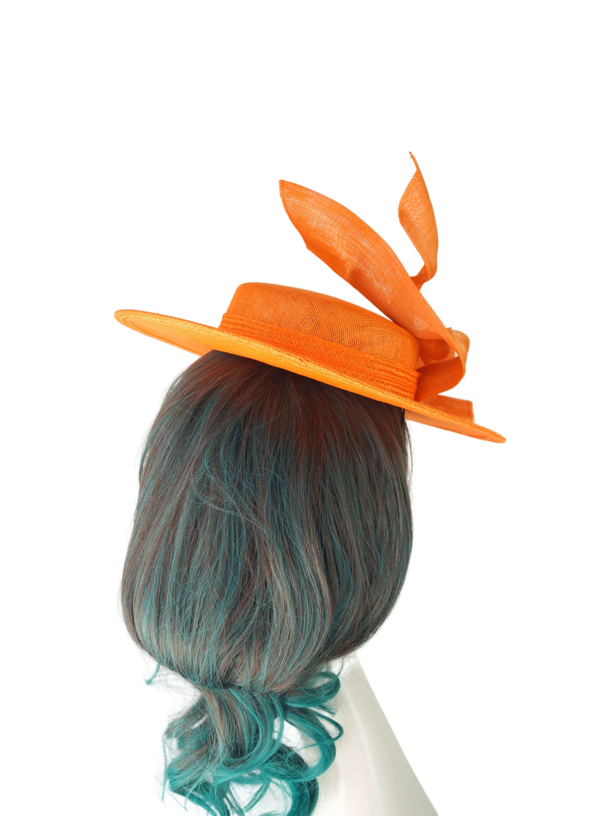 Orange Sinamay Boater Hat | Race Day & Wedding Millinery