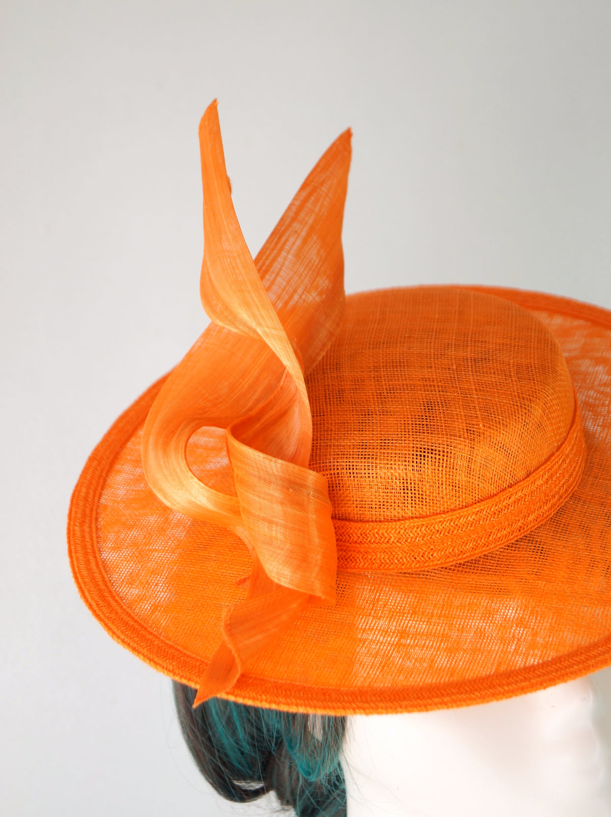 Orange Sinamay Boater Hat | Race Day & Wedding Millinery