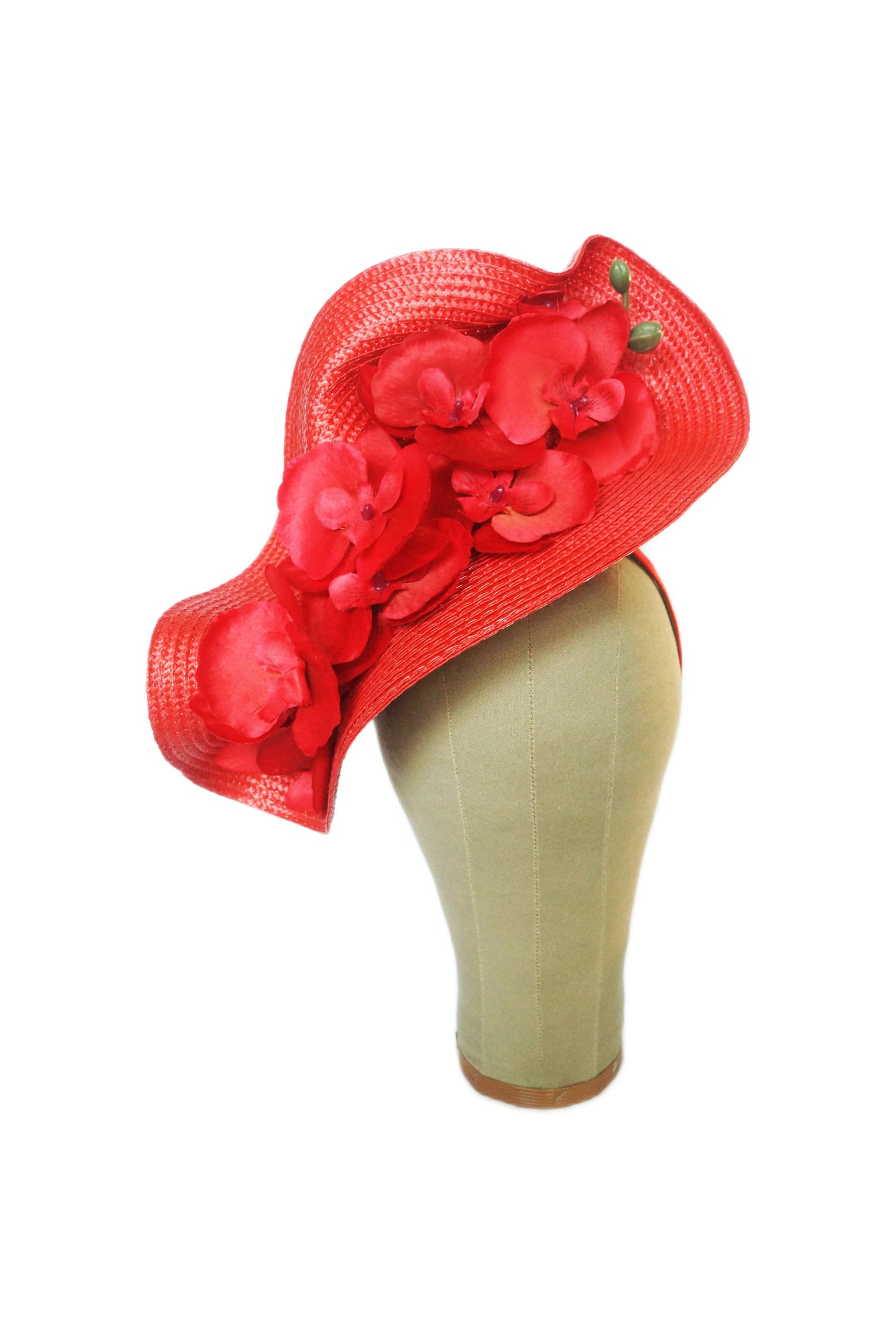 Red Orchid Fascinator: Race Day Headband, Wedding Guest Hat