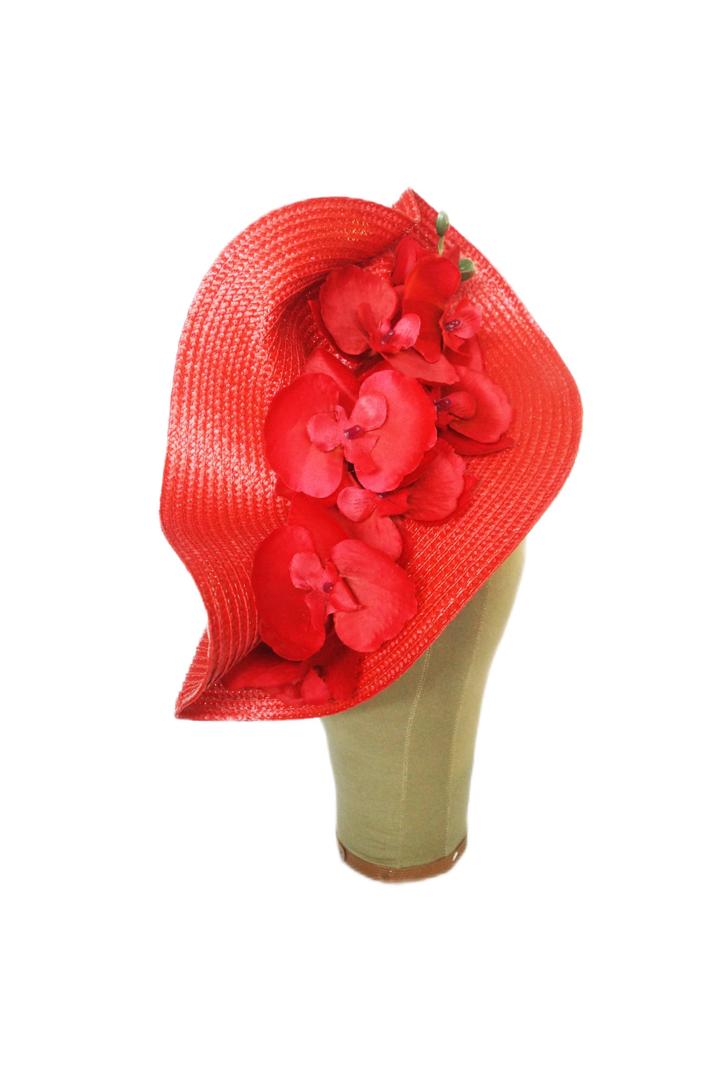 Red Orchid Fascinator: Race Day Headband, Wedding Guest Hat