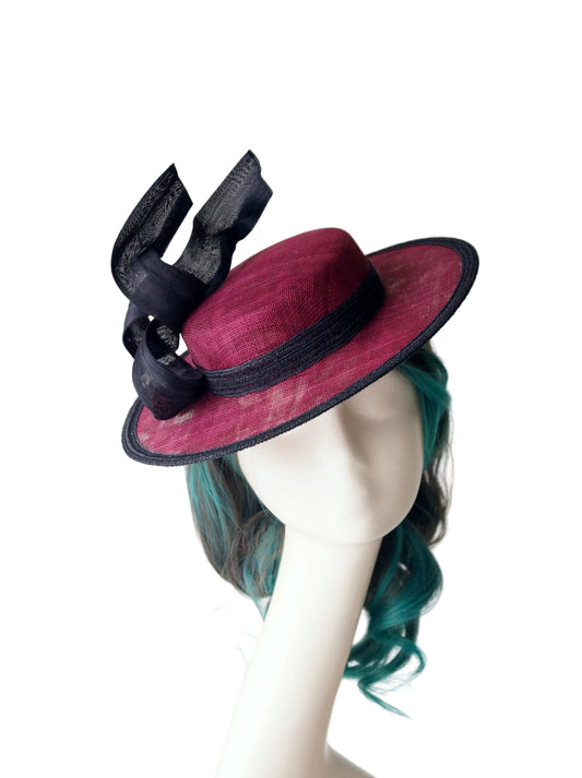 Wine Sinamay Boater Hat | Race Day & Wedding Millinery