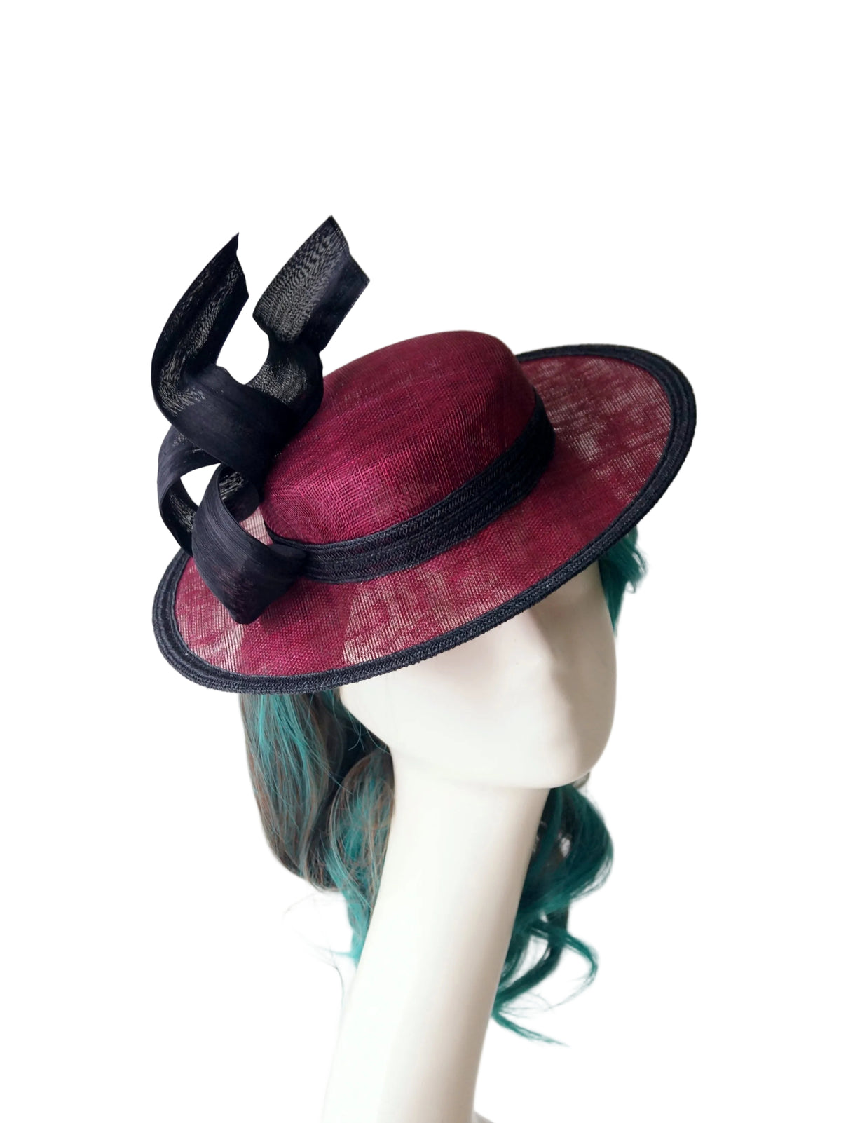 Wine Sinamay Boater Hat | Race Day & Wedding Millinery