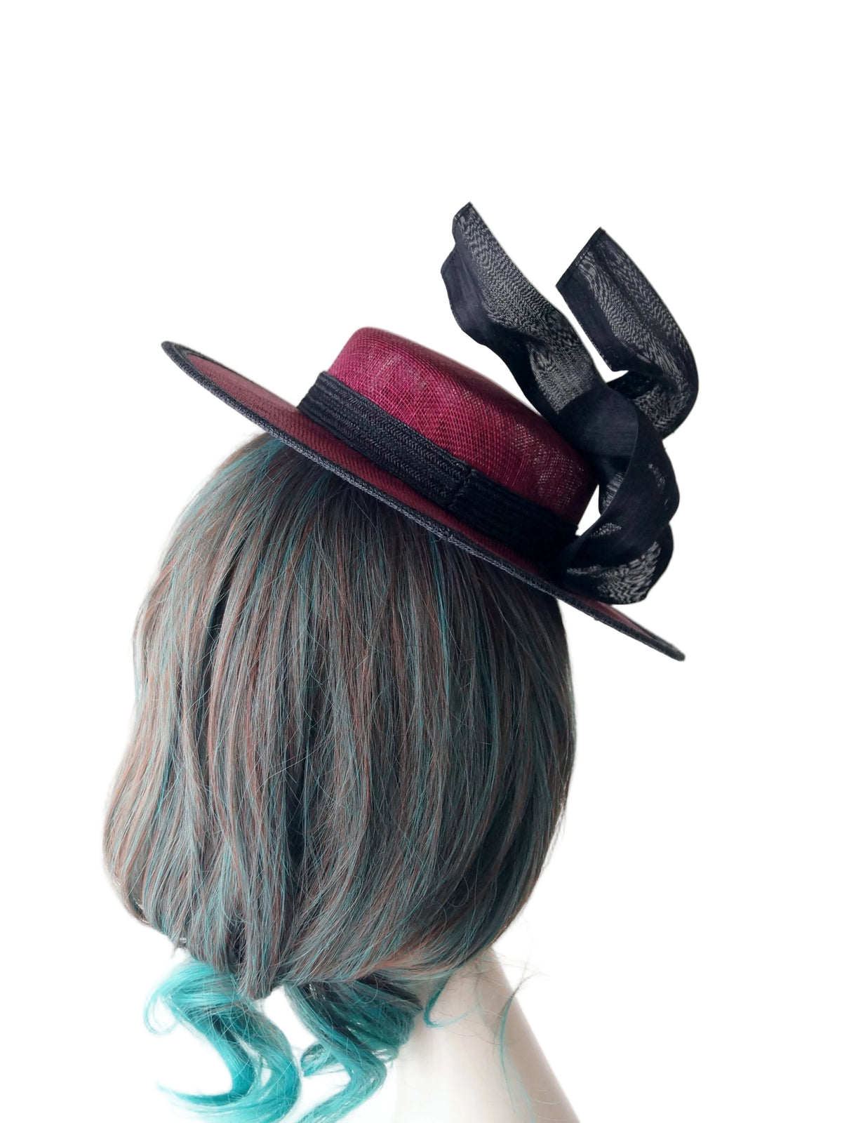 Wine Sinamay Boater Hat | Race Day & Wedding Millinery